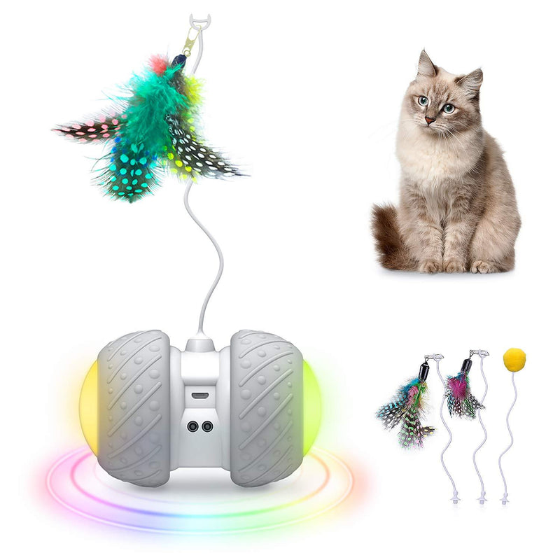 [Australia] - GKCI 2019 Upgrade Electronic Cat Toy, Automatic Interactive Cat Toy Light Catch with Feather 2 in 1 Rotating Teasing Pet for Activity 