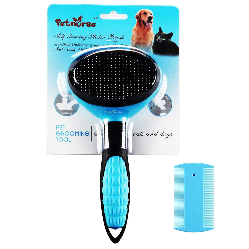 [Australia] - Petnurse Self-Cleaning Pet Slicker Brushes for Dogs and Cats,Suitable for All Hair Types-Curly,Wiry,Thick,Short,Medium & Long … L 
