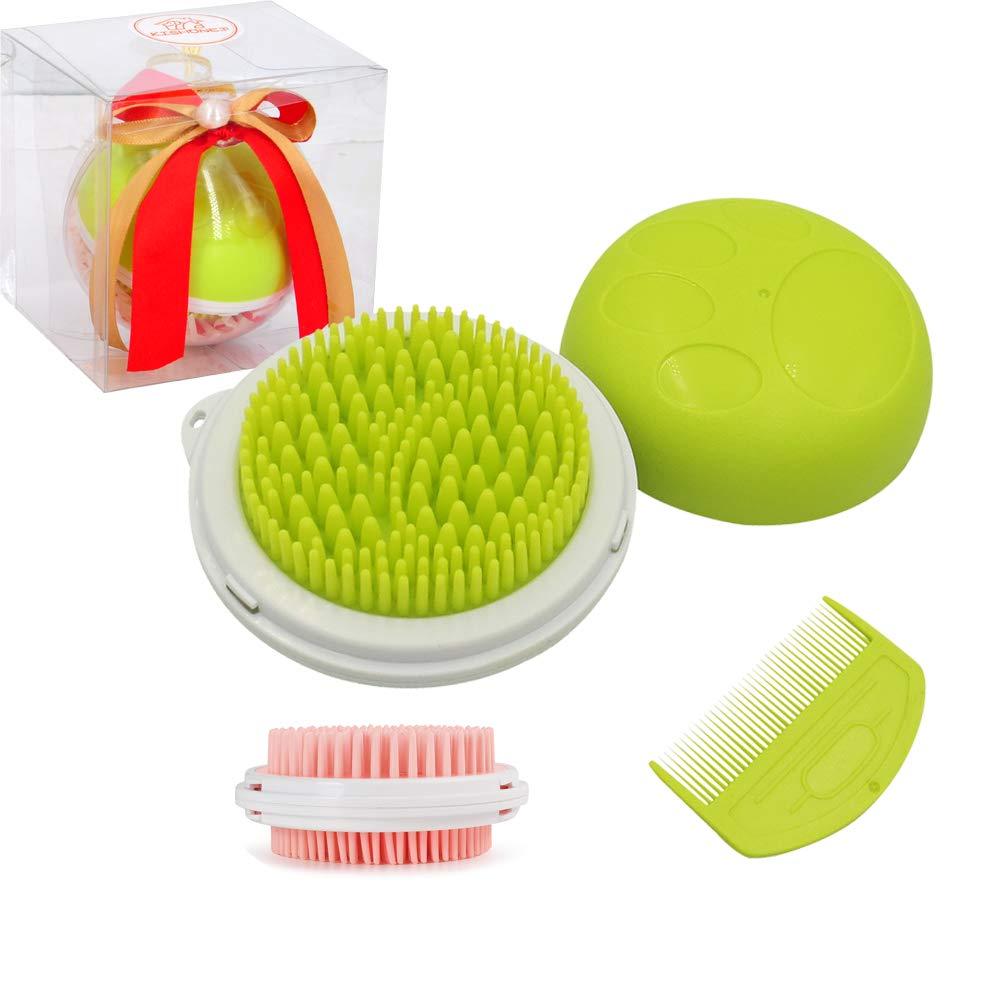 [Australia] - KISHONET Pet Brush for Dogs Cats Pet Owner Pet Owner Two-Side Design Good for Bathing Massage with Short to Medium Hair Easy-Carried Green 
