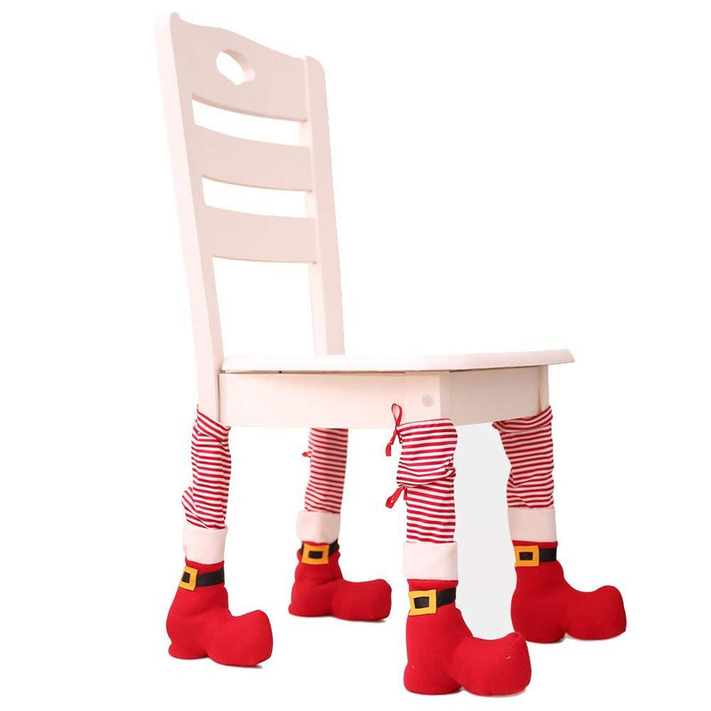 FonteeUS 2pcs Christmas Decoration Chair Leg Covers Santa Pants and Shoes Design Table Chair Leg Covers Santa Claus Striped Novelty Christmas Dinner Table Decoration Xmas Party Decoration Red Shoes - PawsPlanet Australia