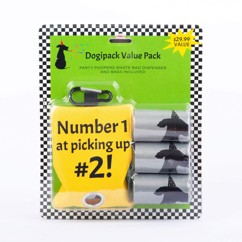 [Australia] - Party Poopers Dog Poop Bag Dispenser for Leash, Includes 4 Rolls of Dogipack Party Poopers Poop Bags I Lightweight Fabric and Machine Washable I Inside Sleeve to Hold Money or ID 