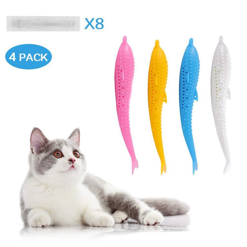 [Australia] - Lukemoz Catnip Toys, Interactive Cat Toys Refillable Catnip Toys for Cat Kitty, Silicone Molar Chew Cat Toothbrush Toys Cat Teeth Cleaning Toys (4 Pack). 