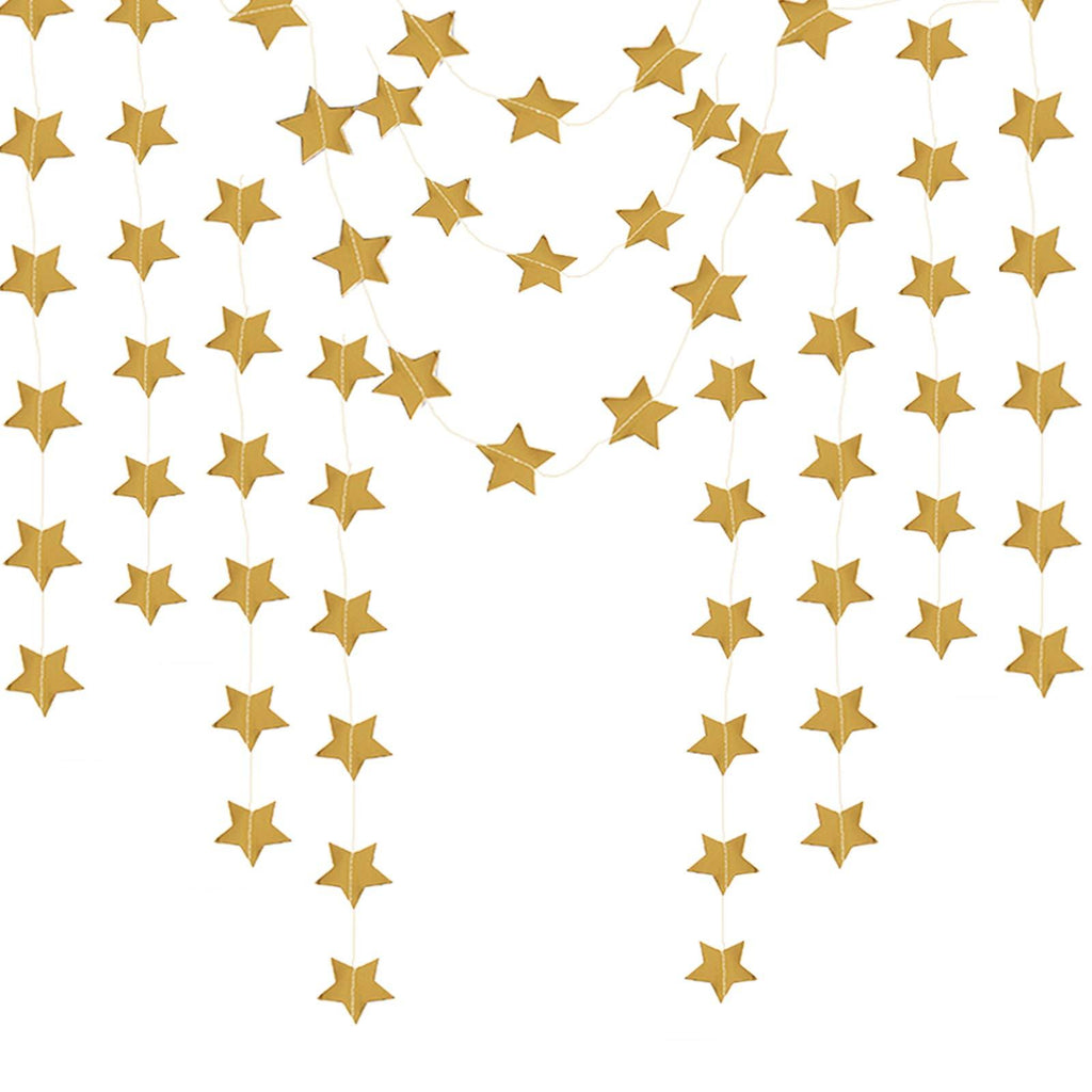 TONIFUL 6Pcs Gold Star Banner Garland Twinkle Star Galaxy Glitter Paper Sparkling Bunting Party Decorations for Christmas New Year Birthday Bridal Shower Wedding Room Party Supplies - PawsPlanet Australia