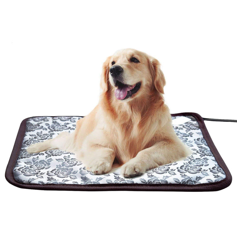 [Australia] - Whitney Pet Heating Pad Cat Heating Mat Waterproof Pets Heated Bed Adjustable Dog Bed Warmer Electric Heating Mat with Chew Resistant Steel Cord (17.7x17.7, Flower) 