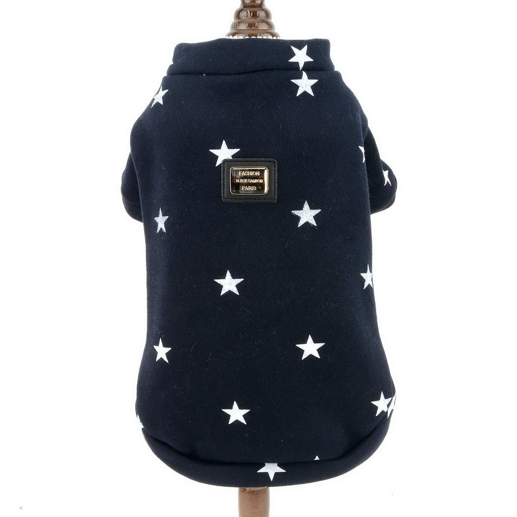 [Australia] - SMALLLEE_LUCKY_STORE Star Print Pet Fleece Sweatshirt Sweater Jacket for Small Dogs Cats Boy Girl Crewneck Soft Warm Winter Coat Puppy Clothes XL(Back: 13.5"; Chest: 18.5") blue 