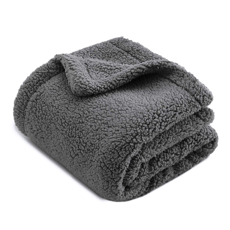 [Australia] - CHEE RAY Extra Thick Washable Snugly Sherpa Fleece Bed Blanket for Dogs and Cats, Durable Warm Fluffy Throw fit Beds/Couch/Sofa/Kennel/Carrier 40" x 30" Grey 