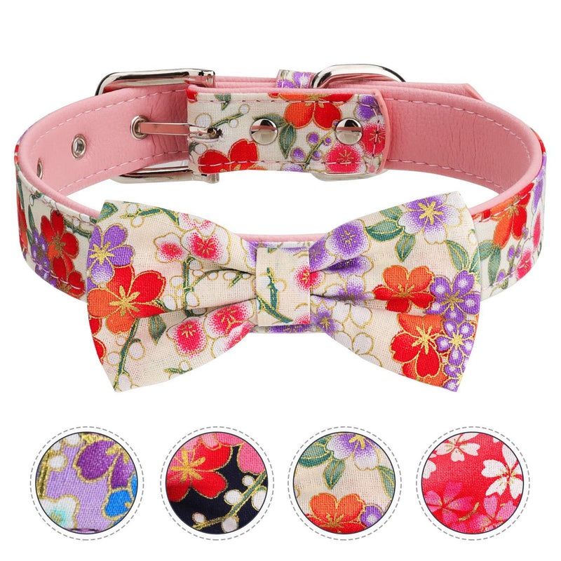 [Australia] - Vaburs Dog Collar and Pet Bowtie Collar, Fancy Dog Collar with Bowtie for Small Medium and Large Dogs Adjustable pink 