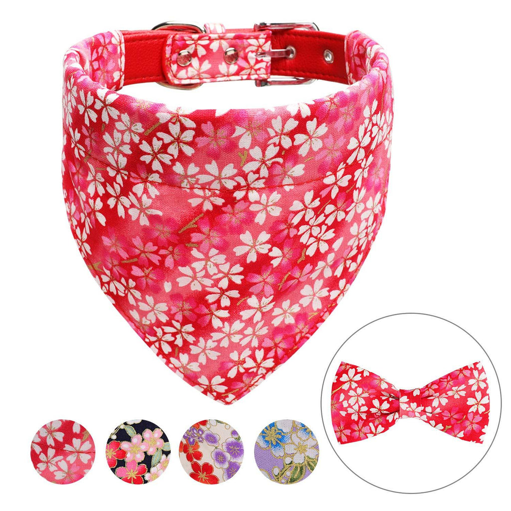 [Australia] - Vaburs Dog Bandana Collar and Dog Bowtie Collar, Adjustable Dog Collar with Bandana and Bowtie for Small Medium Large Dogs Detachable x-small red 