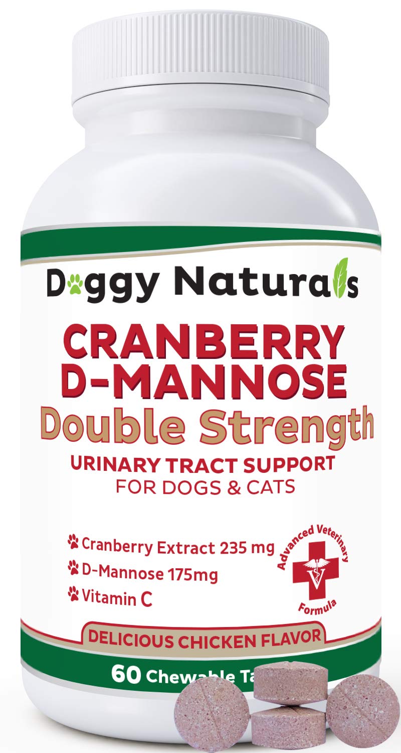 Cranberry D-Mannose for Dogs and Cats Urinary Tract Infection Support Prevents and Eliminates UTI, Bladder Infection Kidney Support, Antioxidant Double Strength Tablet 60 Count - PawsPlanet Australia