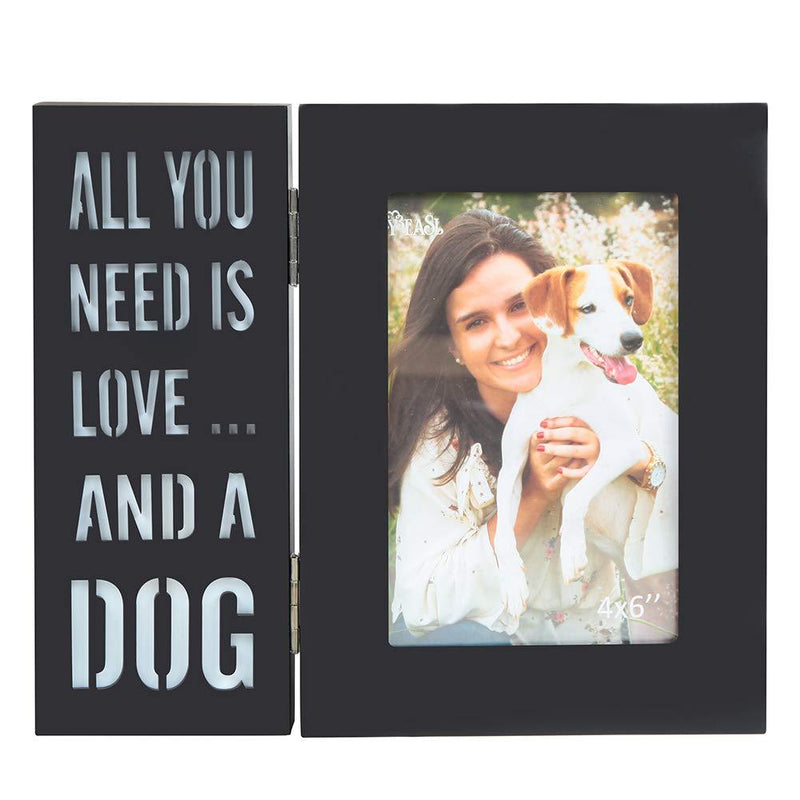 [Australia] - YEASL Wood Dog Picture Frame - 4x6 Inch Light Up Pet Picture Frame for Dog and Cat Memorial Gifts All You Need is Love and A DOG 