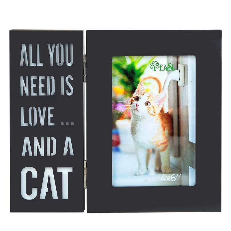 [Australia] - YEASL Wood Dog Picture Frame - 4x6 Inch Light Up Pet Picture Frame for Dog and Cat Memorial Gifts All You Need is Love and A CAT 