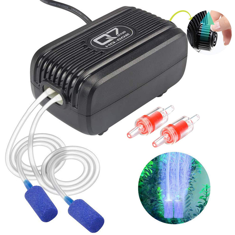 [Australia] - UPMCT Aquarium Air Pump with Dual Outlet Adjustable Air Valve, Ultra Silent Oxygen Air Pump with Accessories Air Stones Silicone Tube Check Valves, Suitable for 1-80 Gallon Tank 5 L/min 