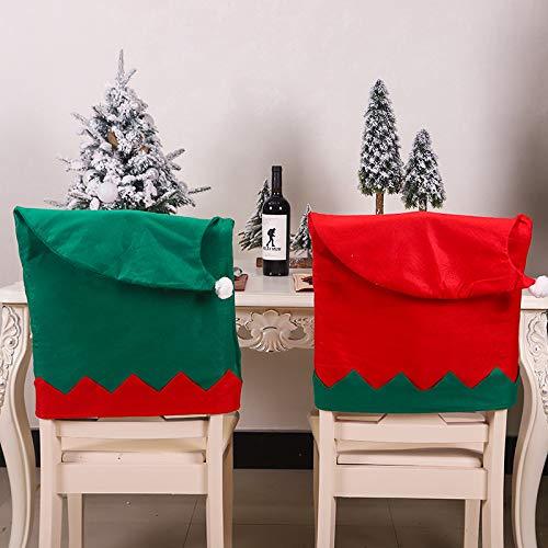 kortes 4 Pack Christmas Chair Back Covers Elf Design Santa Hat Slipcovers Decoration Xmas Chair Covers for Christmas Festive Home Dinner Tale Chairs Decorations - PawsPlanet Australia