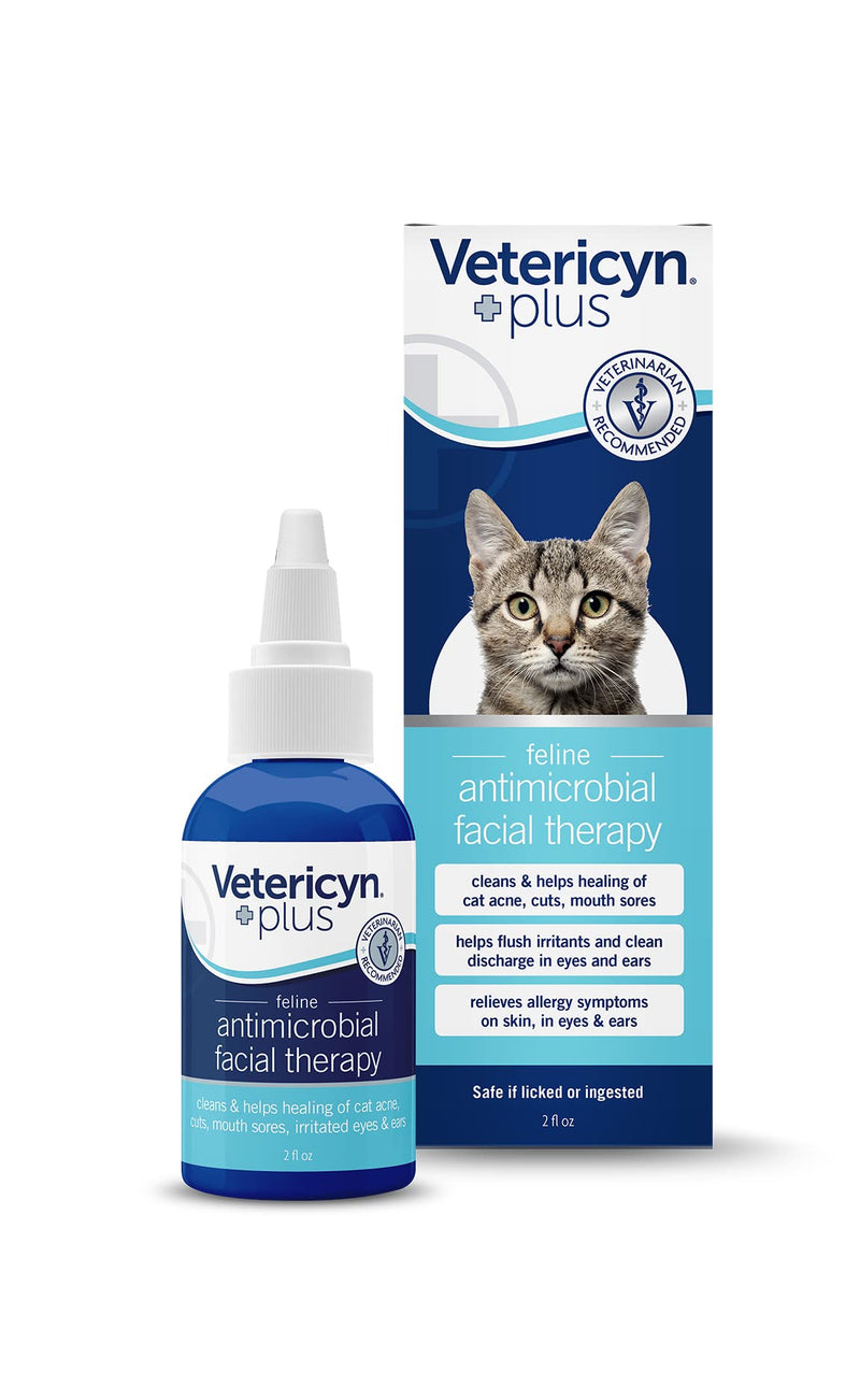 Vetericyn Plus Feline Facial Therapy. to Care for Cat Acne, Cuts, Mouth Sores, and Irritated Eyes and Ears on Cats of All Ages. Non-Toxic and Safe if Ingested. (2 oz) - PawsPlanet Australia