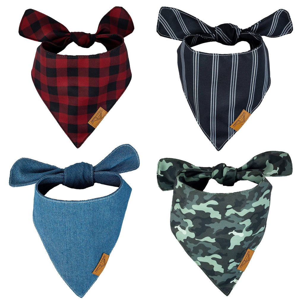 Remy+Roo Dog Bandanas - 4 Pack | Timeless Set | Premium Durable Fabric | Unique Shape | Adjustable Fit | Multiple Sizes Offered Small - PawsPlanet Australia