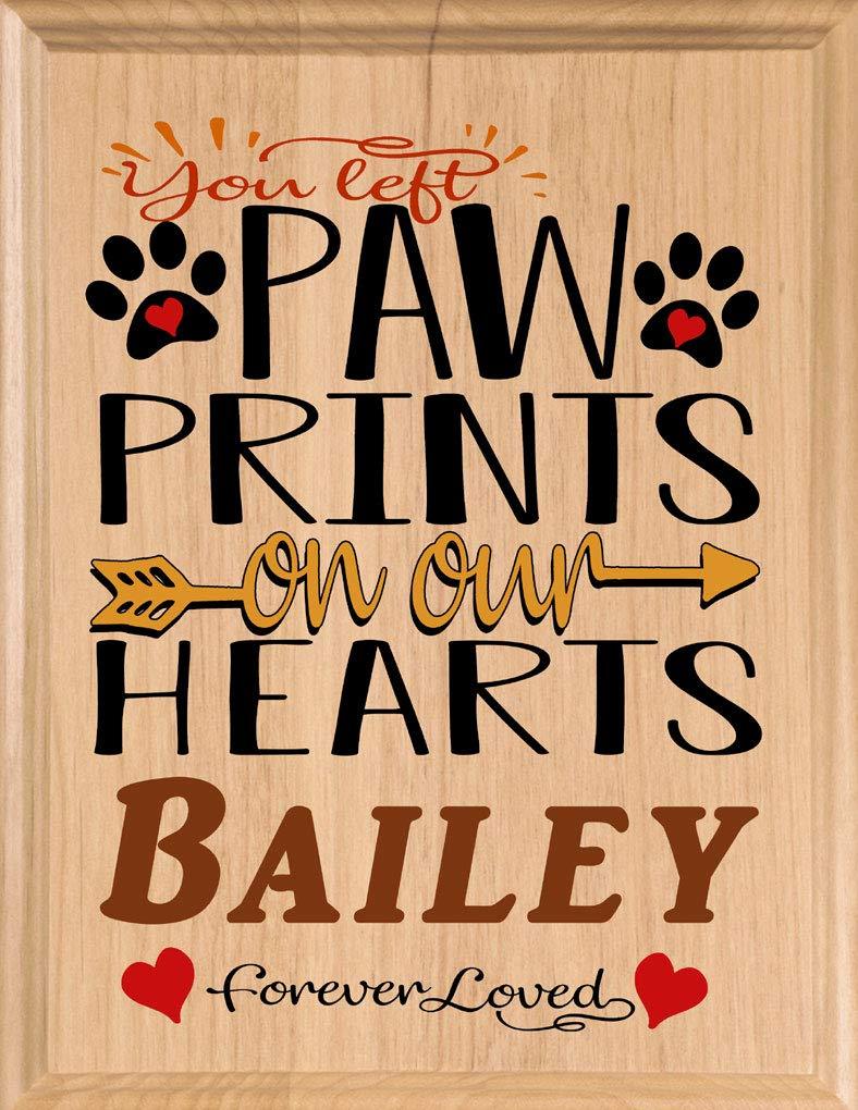 [Australia] - Broad Bay Dog Memorial Gift Plaque Personalized Pet Sign You Left Paw Prints On Our Hearts Solid Wood Made in USA 