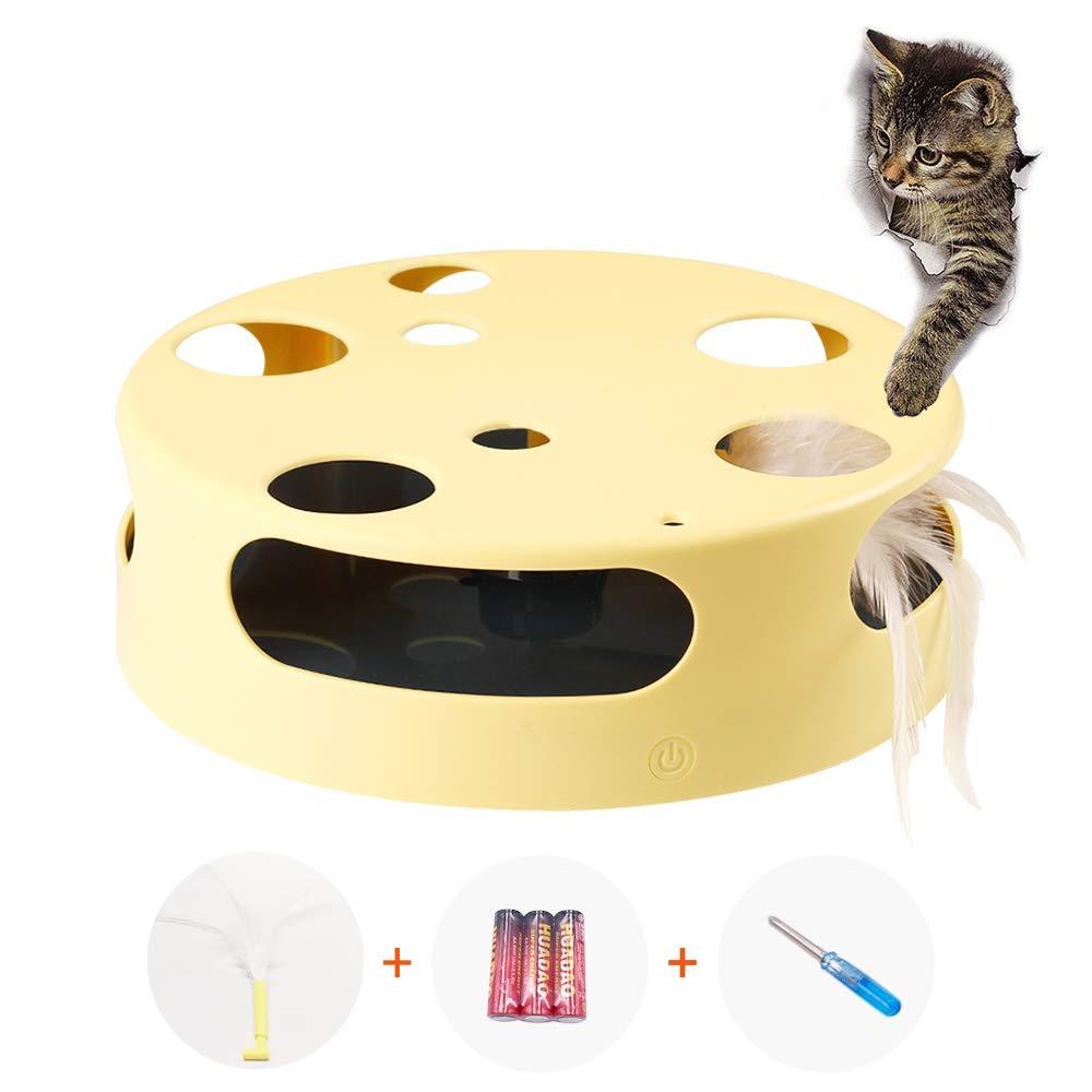 [Australia] - Mylopet Cat Toys for Indoor Cats, Interactive Automatic Kitten Toy Pet Toy, Smart Random Rotating Cat Feather Toy, Develops Natural Prey Instincts, Novelty Cats Toy Yellow 