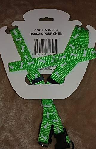 [Australia] - Adjustable Dog Harness Size Medium Green w Bones 