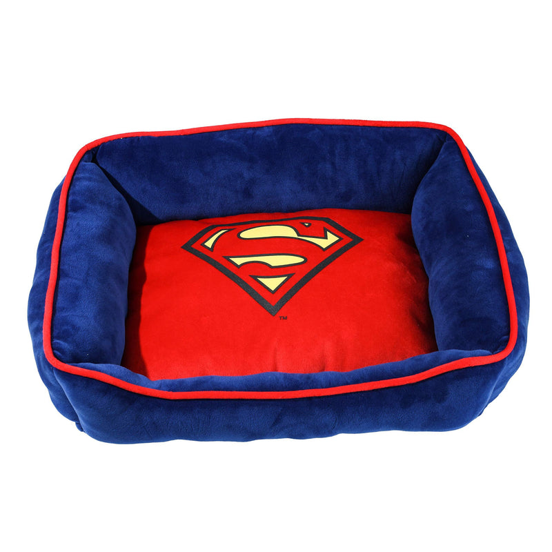 [Australia] - DC Comics Batman and Superman Cuddler Dog Bed | Superhero Dog Beds for Small to Medium Sized Dogs | Comfortable and Soft Dog Bed with Raised Rim | Pet Bed Measures 19" x 15" 