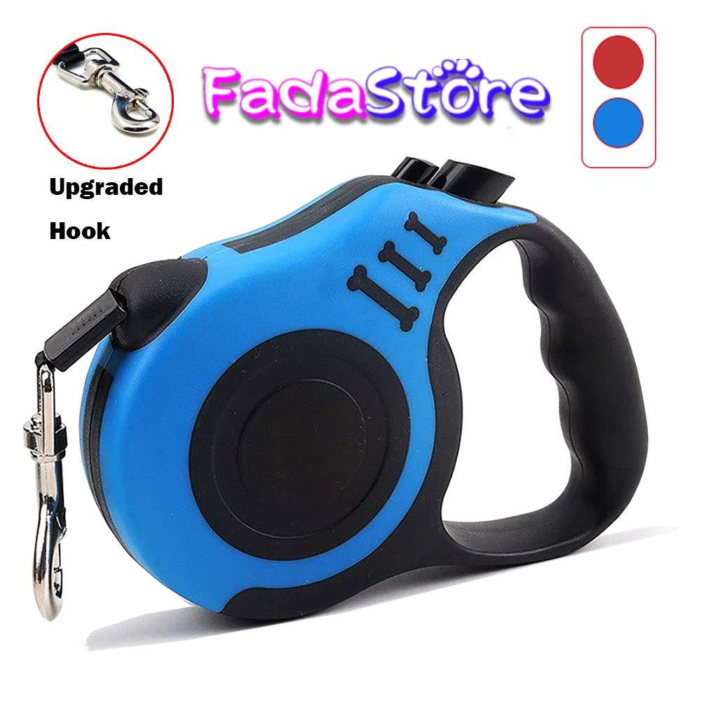 [Australia] - FadaStore Retractable Dog Leash【$12.95→$10.49】 Upgraded 360° Tangle Free for Medium and Small Dogs or Cats,16ft (5m) Strong and Durable Nylon Woven Rope, One-Handed Brake and Anti-Slip Handle blue 