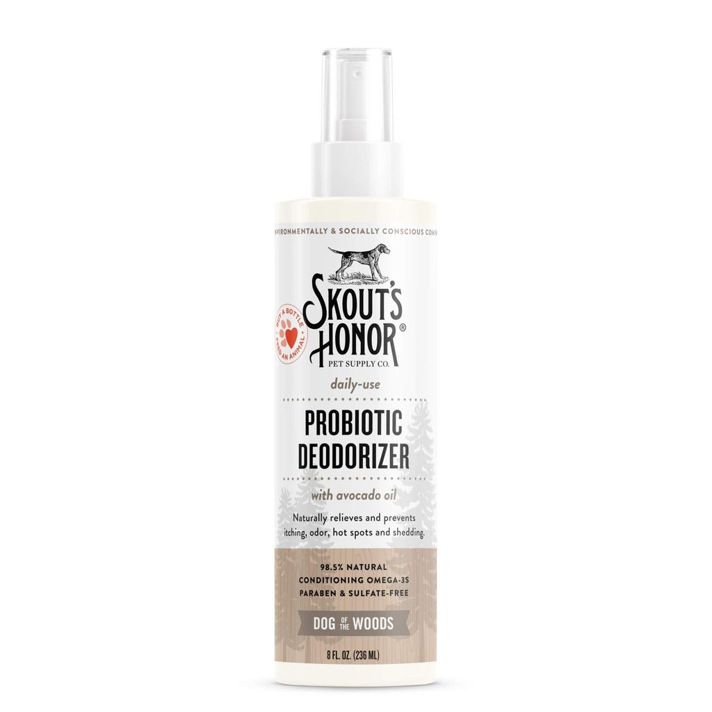 SKOUT'S HONOR: Probiotic Deodorizer - 8 fl. oz. - Hydrates and Deodorizes Fur, Supports Pet’s Natural Defenses, PH-Balanced and Sulfate Free - Avocado Oil (Dog of The Woods (Sandalwood & Vanilla)) - PawsPlanet Australia