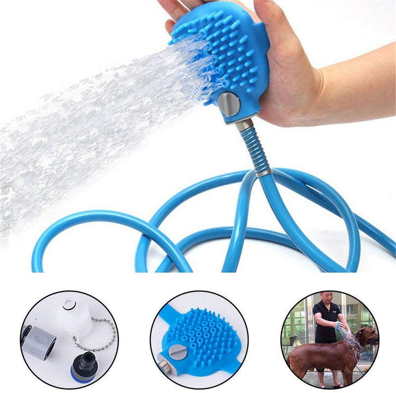 [Australia] - HORHORUP Pet Shower Cleaning Supplies 3 in 1 Puppy Dog Bathing Tool with 2 Hose Faucet Adapter, Adjustable Bath Glove, Cleaning Massage & Remove Hair Pets Shower Sprayer Bath Brush for Indoor &Outdoor 