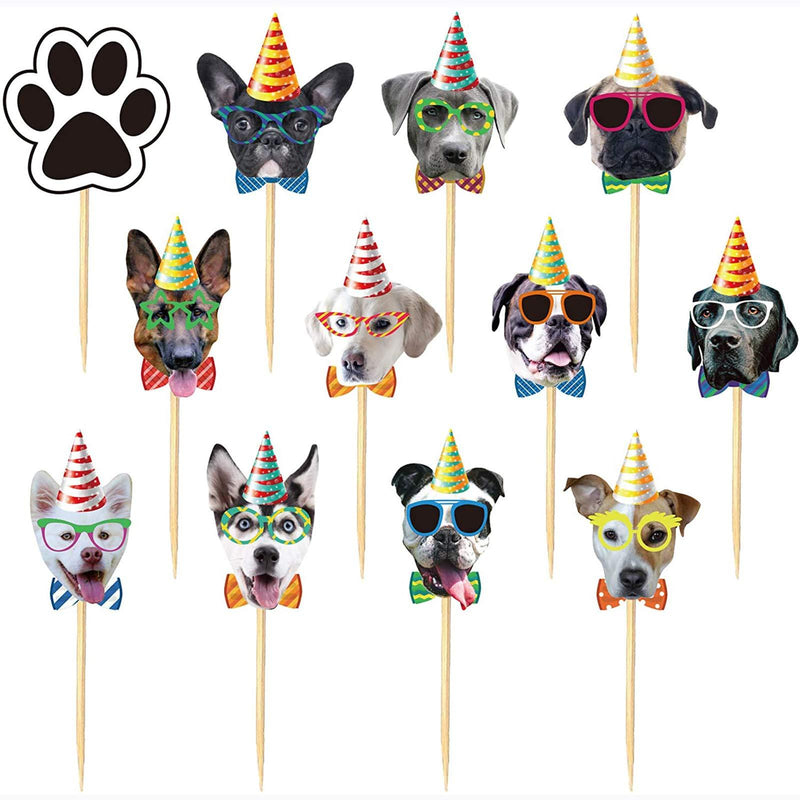 24 PCS Dog Face Cupcake Toppers Dog Cake Topper Puppy Birthday Garland Pet Theme Party Cake Decorations Supplies - PawsPlanet Australia