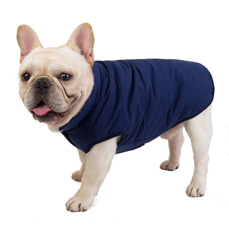 [Australia] - The PetOne Cute Bulldog Coat Taffeta Cotton Padded Puppy Jacket Warm Pug Vest Winter Parkas for Dogs X-Large Navy Blue 