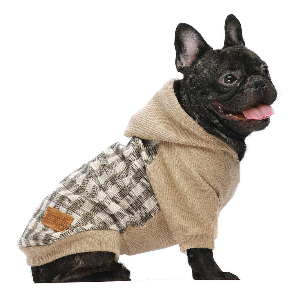 Fitwarm Knitted Pet Clothes Dog Sweater Hoodie Sweatshirts Pullover Cat Jackets X-Small Khaki - PawsPlanet Australia