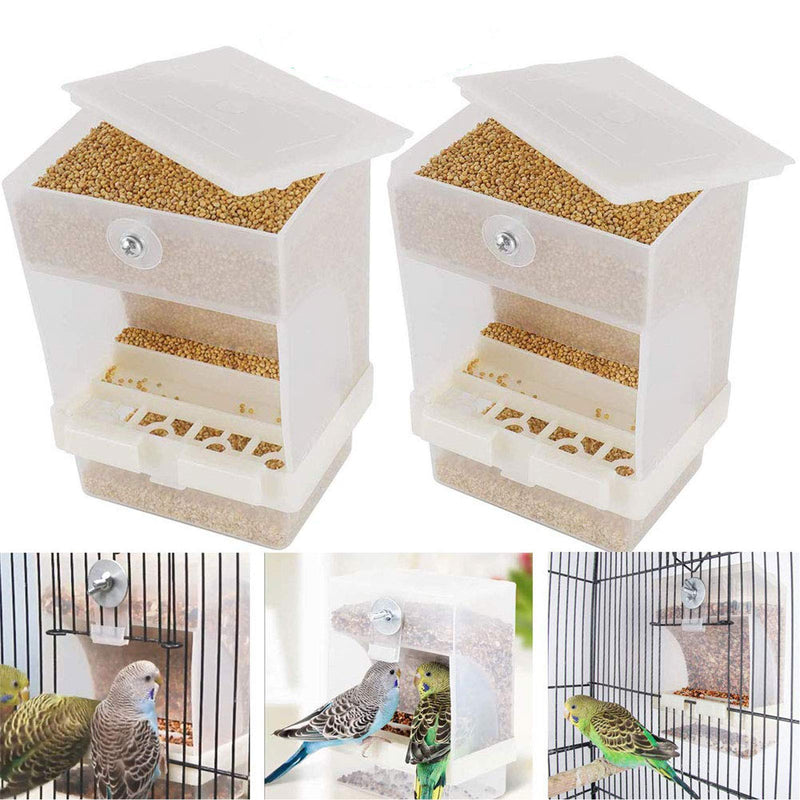 [Australia] - Old Tjikko Parrot Automatic Feeder,No-Mess Bird Feeder,Cage Accessories for Budgerigar Canary Cockatiel Finch Parakeet Seed Food Container 2pc Screw-Fixed Bird Feeder 