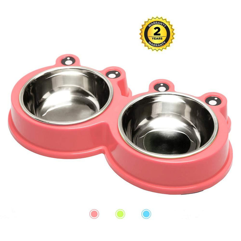 [Australia] - AIFEIERH Durable Stainless Steel Dog Bowl Food Water Feeder Non-Slip Design Resistant Silicone Mat Non Slip Design Prevent Slipping for Little Size Dogs/Cats Like Chihuahua/Bulldog/Poodle and More Pink 