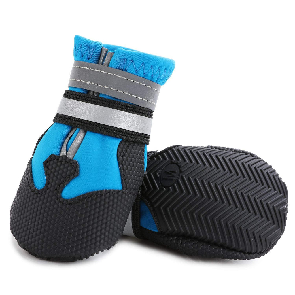 [Australia] - Ulandago Winter Dog Boots Neoprene Nonslip Rubber Sole for Snow (Pack of 4) Size1 ( 1.97" width ) Winter Blue 