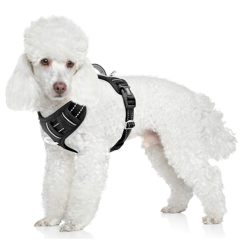 BARKBAY No Pull Dog Harness Front Clip Heavy Duty Reflective Easy Control Handle for Large Dog Walking with ID tag Pocket Small(Chest:17-22") Black - PawsPlanet Australia