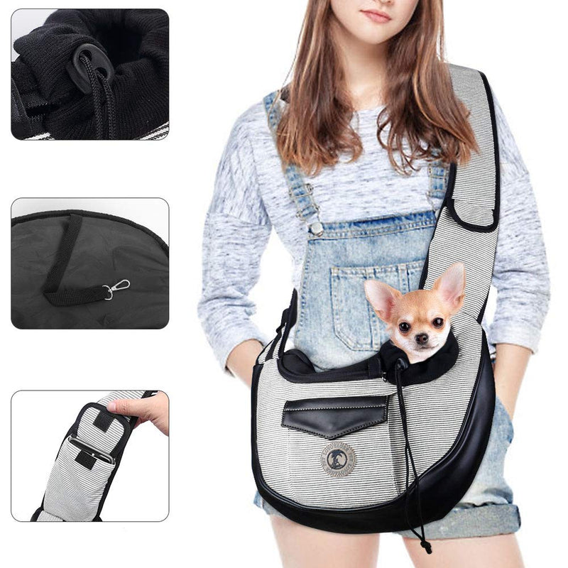 HomeChi Pet Sling, Small Pets Puppy Dog Cat Sling Carrier Bag Hands-Free with Adjustable Padded Strap Front Pouch Single Shoulder Bag Carrying Tote for Outdoor Walking Hiking Grey - PawsPlanet Australia