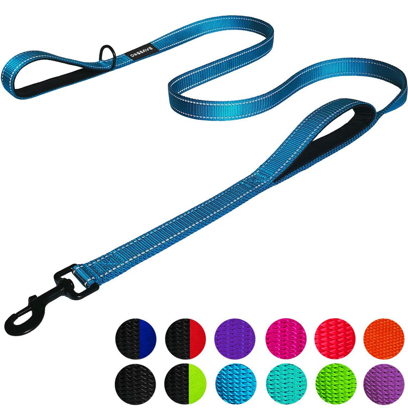 [Australia] - DOGSAYS Dog Leash 5ft Long Traffic Padded Two Handle Heavy Duty Double Handles Lead for Large Dogs or Medium Dogs Training Reflective Leashes Dual Handle 5 FT Blue 