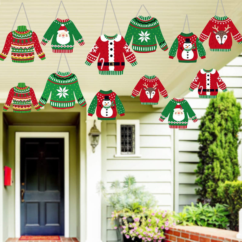 Ugly Sweater Decorations Hanging Banner 12 Pieces Ugly Christmas Party Decorations Holiday Party Indoor Hanging Decor - PawsPlanet Australia