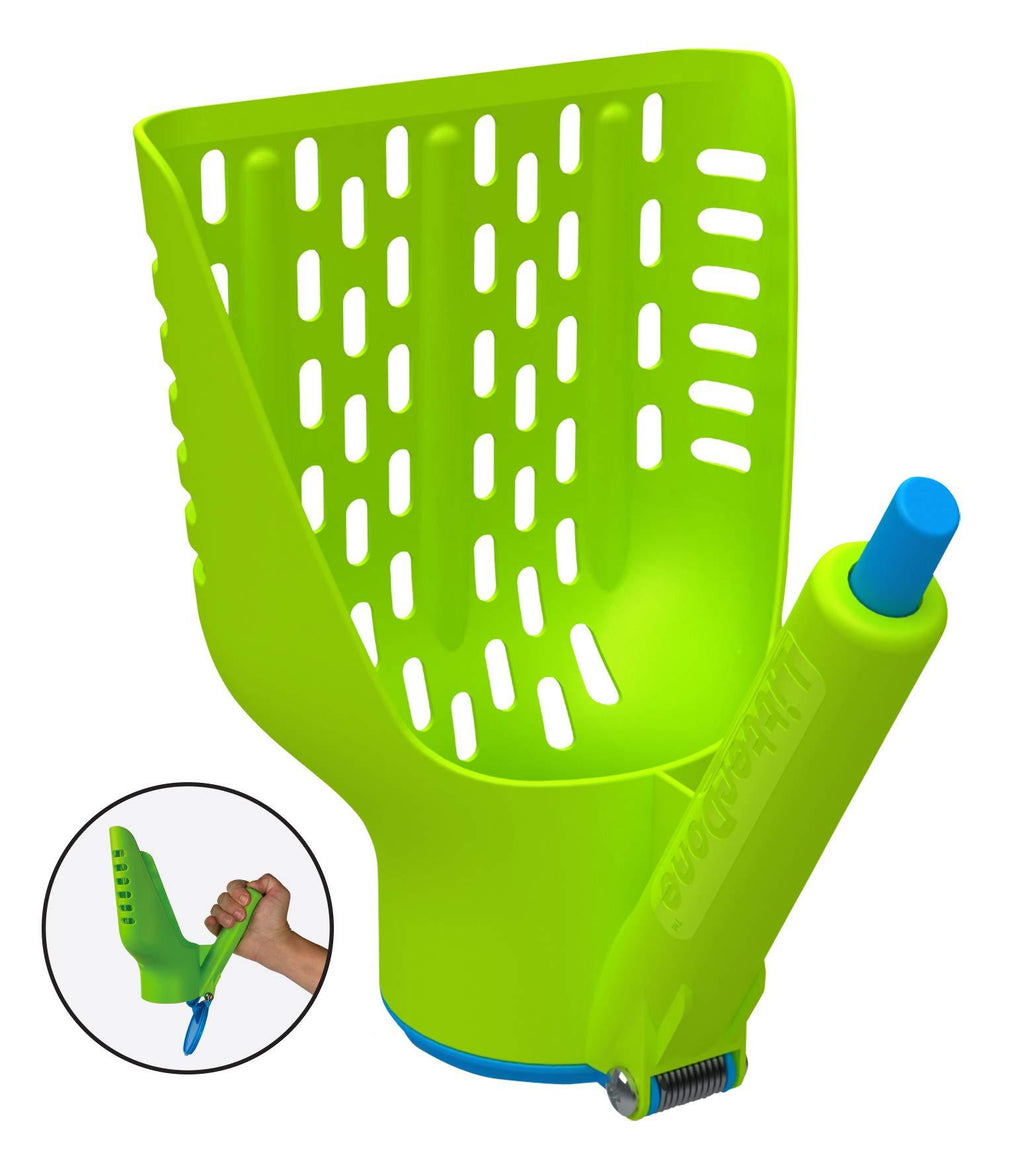 [Australia] - Duke-N-Boots Large Cat Litter Scoop, Patented Push Button Flap, Large Sifter with Deep Shovel (8" x 6" x 8") Green/Blue 