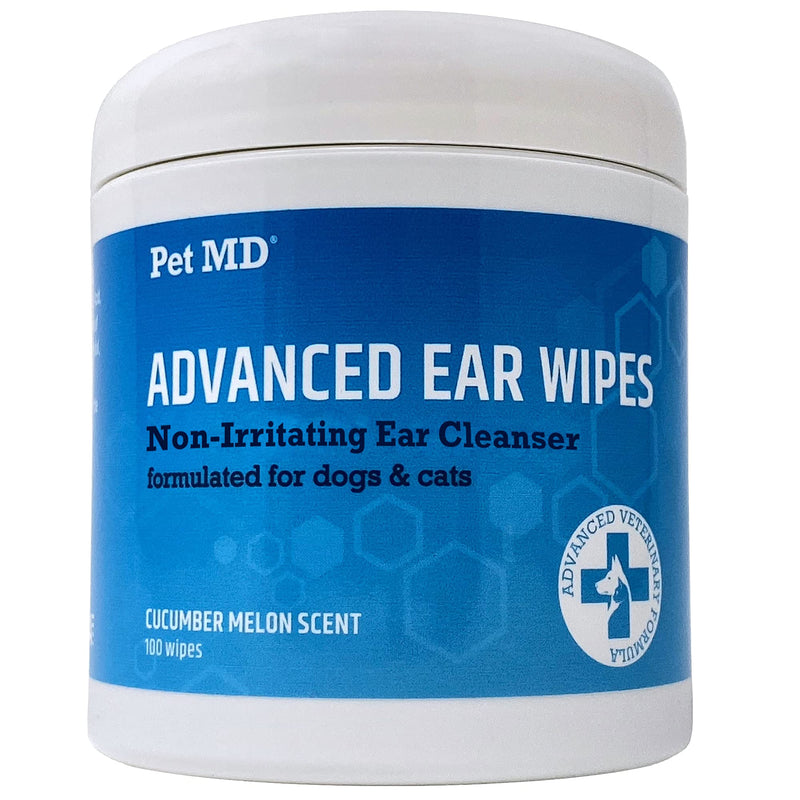 Pet MD Cat and Dog Ear Cleaner Wipes - Advanced Otic Veterinary Ear Cleaner Formula - Dog Ear Infection Treatment Helps Alleviate Ear Infections - 100 Alcohol Free Ear Wipes with Soothing Aloe Vera - PawsPlanet Australia