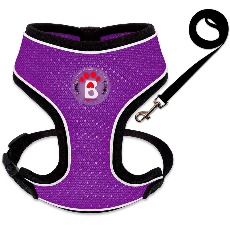 [Australia] - BARKBAY Reflective Breathable Soft Air Mesh No Pull Puppy Dog Vest Harness X-Small Purple 