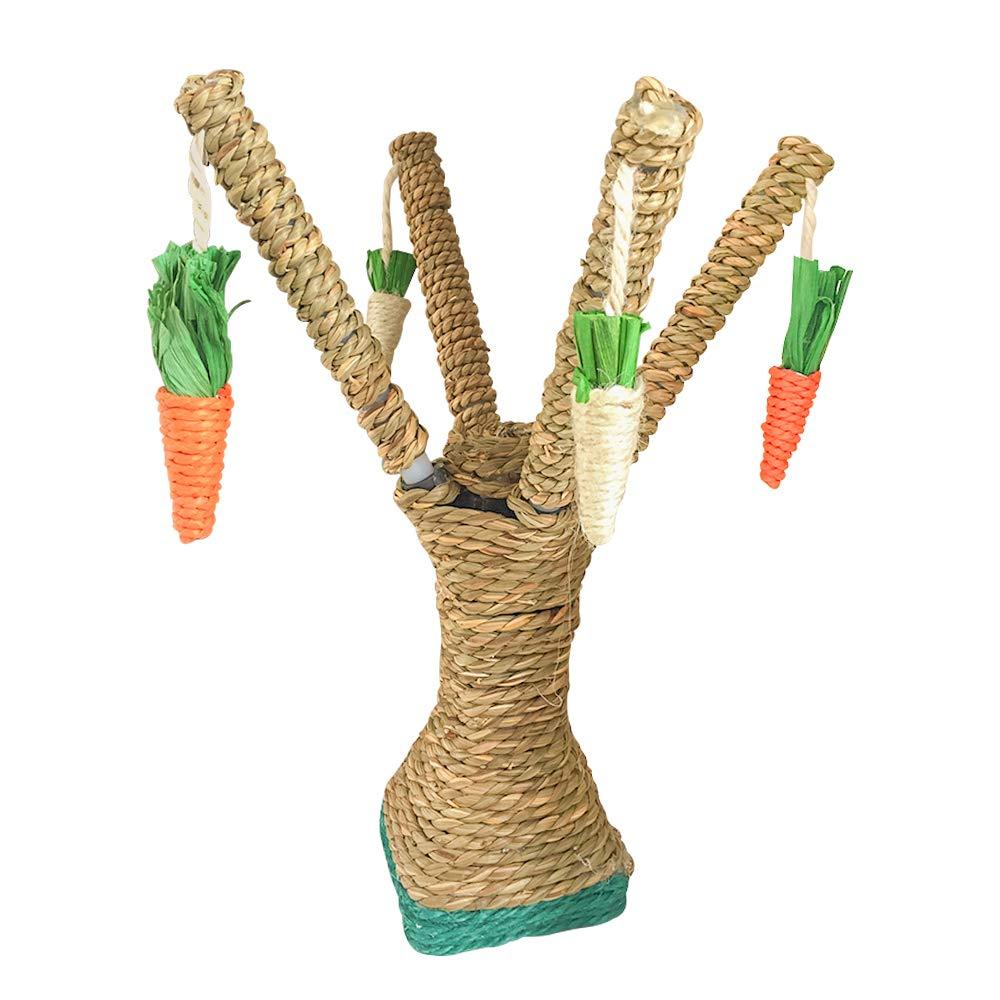 [Australia] - Hamiledyi Pet Bunny Fun Tree Rabbit Chew Toy Rattan Grass Scratcher Climbing Tree Play Carrot Toy for Small Animal 