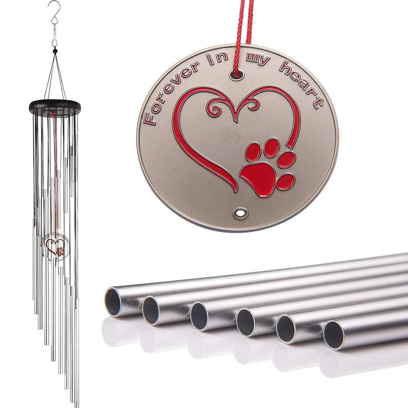 [Australia] - Popvip Pet Memorial Wind Chime, Large 36" Silver Aluminium Remembrance Wind Chime, Pet Loss Gifts, Cat & Dog Memorial Gifts for Garden & Home 
