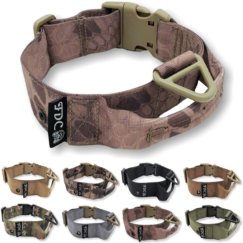 [Australia] - FDC Heavy Duty Dog Tactical Collar with Handle 1.5in Width Training Military Army TAG Hole Medium Large M, L, XL, XXL XXL: Neck 20" - 24" Kryptek Nomad 