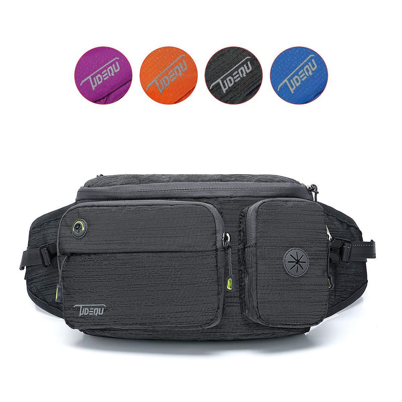 [Australia] - TUDEQU Running Waist Bag Fanny Pack with Two Invisible Bottle Bags for Men Women DARK GREY 