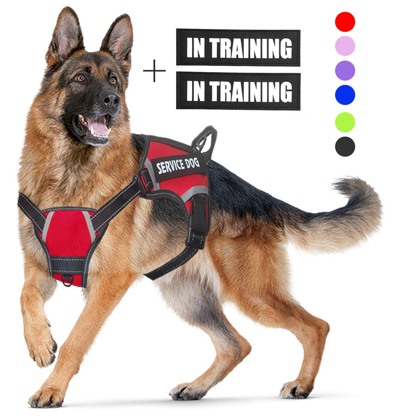 [Australia] - LMOBXEVL Service Dog Harness,No-Pull Dog Harness with Handle Adjustable Reflective Pet Dog in Training Vest Harness,Easy Control for Small Medium Large Breed Outdoor Walking Hiking L:Neck 18.1-27.6"|Chest 24-36.6" Red 