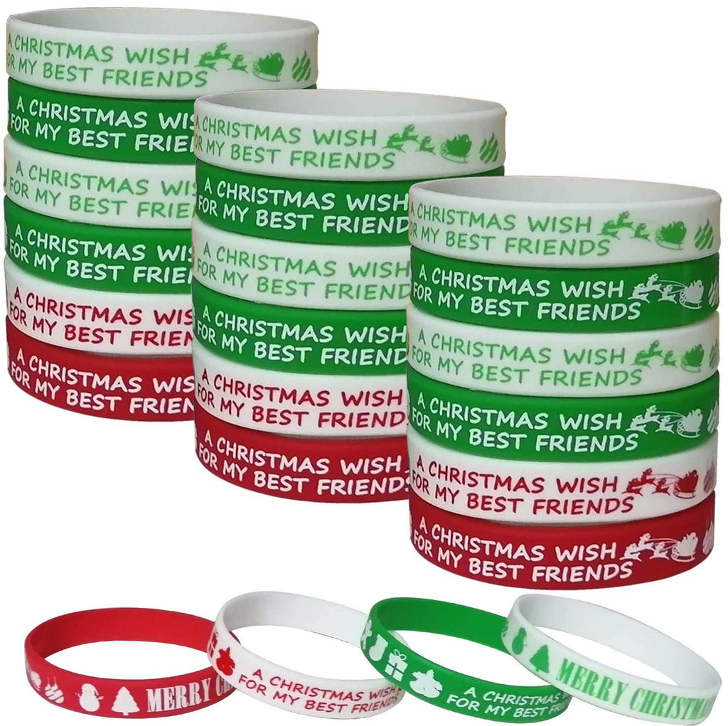 CupaPlay 24PCS Christmas Party Favors Rubber Bracelets for Adult Kids - Xmas/Holiday/Christmas Party Supplies Decorations Goodie Bag Stocking Stuffers Silicone Wristbands - PawsPlanet Australia