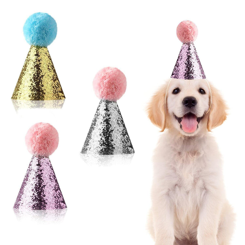 3pcs Dog Birthday Hat for Pets Party Decoration Supplies， Cat Kitten Headband Hats Charms Grooming Accessories - PawsPlanet Australia