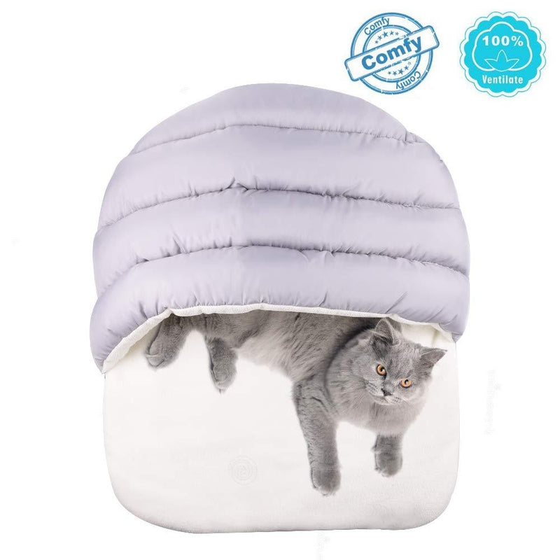 [Australia] - YUNNARL Pet House, Cave Bed for Small Medium Dog Cat, Ultra Soft Polar Fleece Dog Bed, Waterproof Surface Bottom -25x 20 Inches Washable Dog Bed, Cat Bed Gray 
