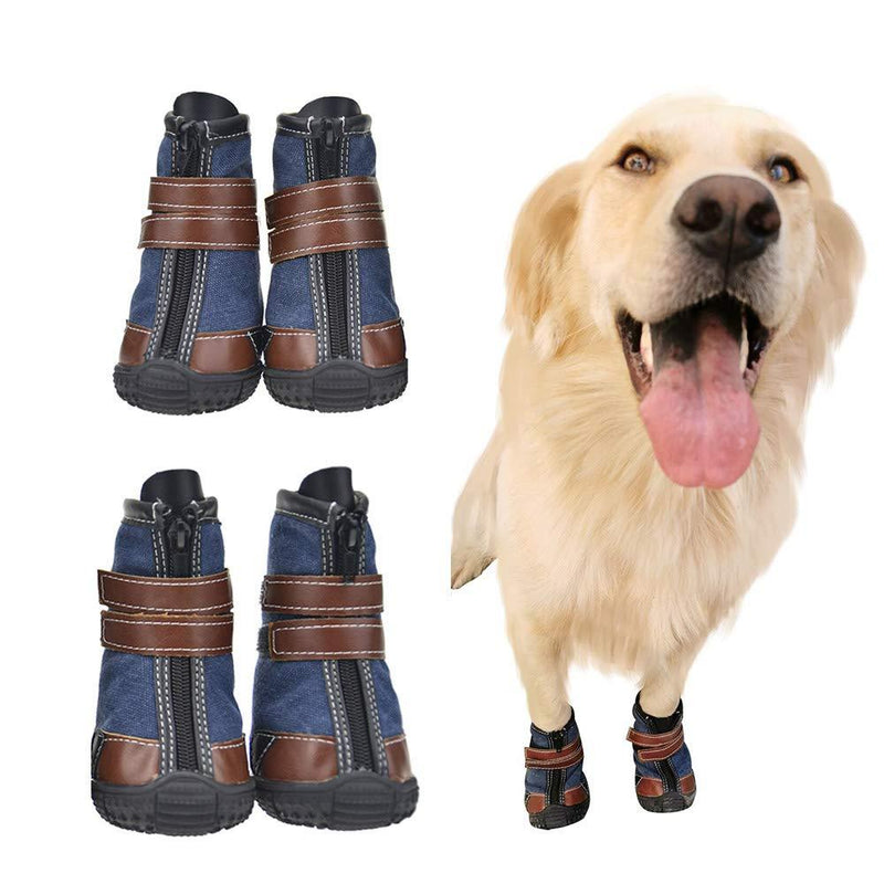 [Australia] - FLAdorepet Large Dog Shoes Rugged Anti-Slip Sole Dog Paw Protector for Hot Pavement Waterproof Dog Snow Shoes Pet Rain Boots with Straps Inside -Stay on Your Dog Feet 80(3.5" 3.1") Blue 