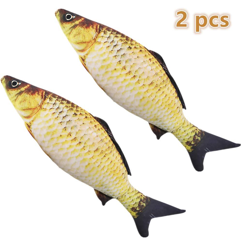 [Australia] - Artificial Fish 2019-14 inch - Realistic Fake Fish - Best Looking Real Fish Perfect ，Tease Cat Toy Environmentally Friendly Cat Interactive Pet Simulation Carp，Fish-Shaped Doll Pillow（2pcs） for HOM 