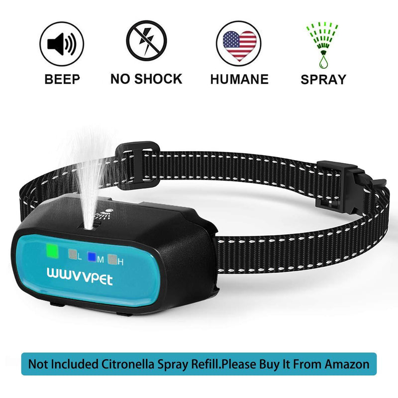 [Australia] - WWVVPET Spray Dog Training Collar,Citronella Dog Bark Collar (Not Included Citronella Spray),No Electric Shock Harmless, Rechargeable Waterproof 